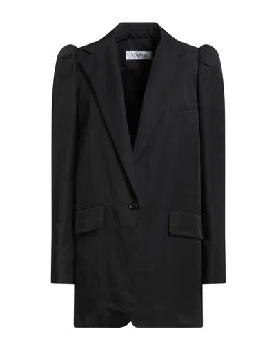 Max Mara Woman Blazer Black Size 8 Cotton, Polyamide In Black