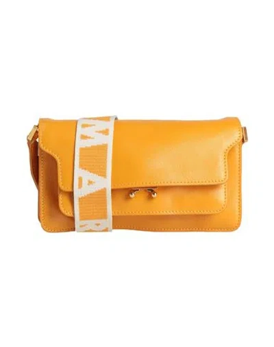 Marni Woman Cross-body Bag Mandarin Size - Cow Leather, Polyester, Brass, Zinc, Aluminum In Brown