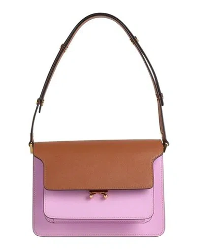 Marni Trunk Shoulder Bag In Multicolor Leather In Brown