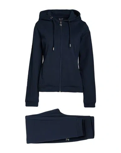 Ea7 Woman Tracksuit Navy Size Xl Cotton, Elastane In Blue