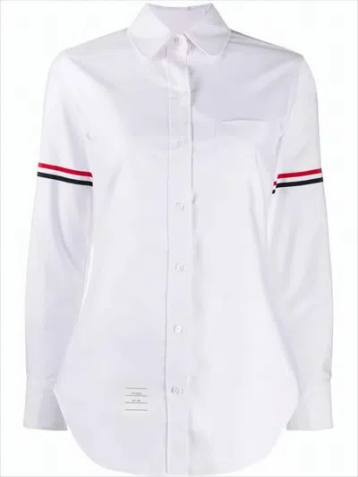 Thom Browne Classic Button-down Shirt With Striped Arm Bands In White