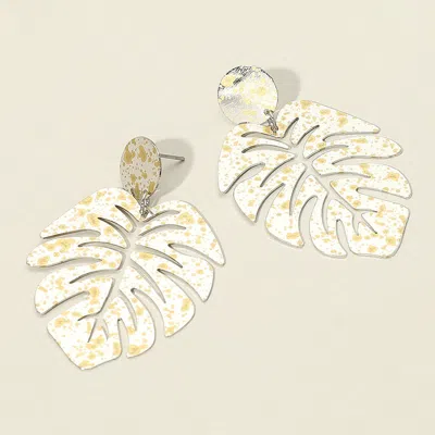 Fashnzfab Splash Tropical Leaf Dangle Earrings - Rhodium In Multi