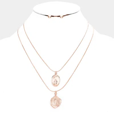 Fashnzfab Layered Saint Mary Pendants Bib Necklace In Gold