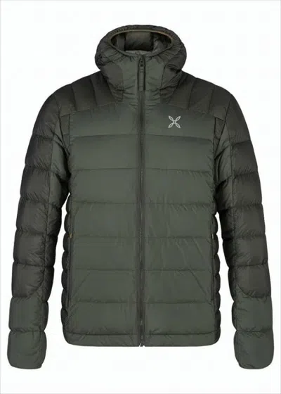 Montura Quilted Nylon Down Jacket With Hood And Contrast Lining In Gray