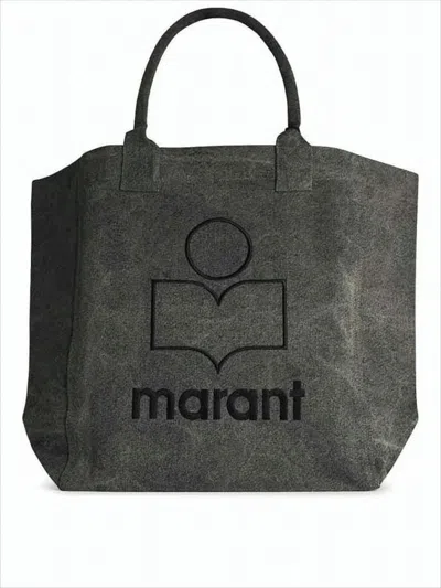 Isabel Marant Vintage-style Textured Cotton Tote Bag With Embroidered Logo In White