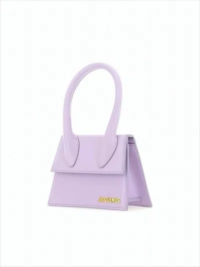 Jacquemus Structured Lavender Tote Bag With Flap Closure In White