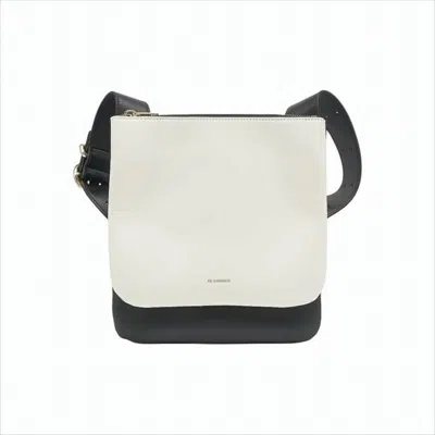 Jil Sander Two-tone Structured Shoulder Bag With Adjustable Strap In White