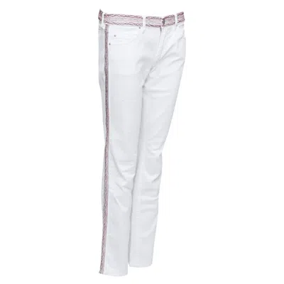 Isabel Marant Etoile Denim Red Stitch Detail Jeans In White