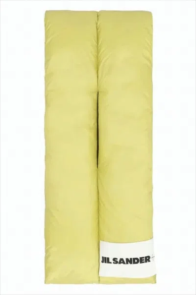Jil Sander Quilted Yellow Padded Scarf With Loop Detail In Yellow