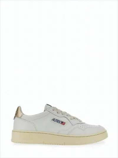 Autry Low-top White Sneakers With Perforated Detailing And Metallic Accents In White