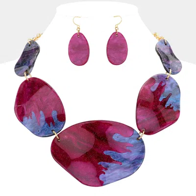 Fashnzfab Abstract Glitter Celluloid Acetate Necklace In Pink