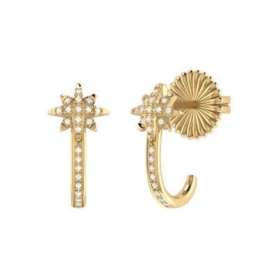 Luvmyjewelry North Star Sterling Silver Diamond Earring In Gold