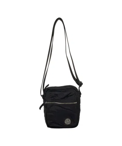 Stone Island Compass-patch Messenger Bag In Black