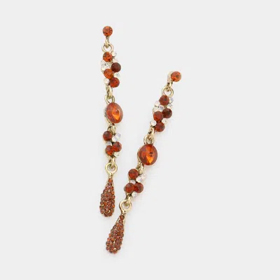 Fashnzfab Bubbly Crystal Dangle Evening Earrings - Topaz In Black