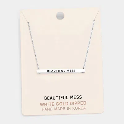 Fashnzfab 'beautiful Mess' Horizontal Metal Bar Pendant Necklace In Metallic