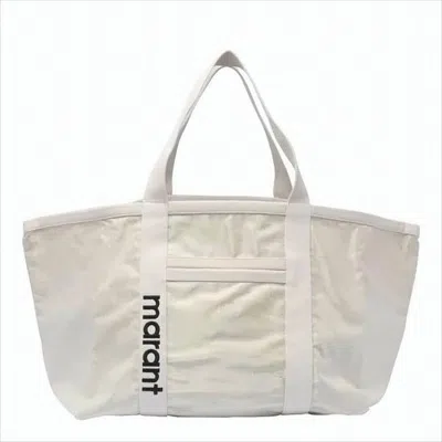 Isabel Marant Textured Fabric Tote Bag With Bold Logo Detail In White