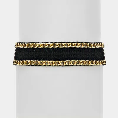 Fashnzfab Metal Chain Knit Bracelet In Black
