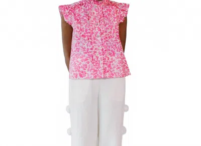 Hope For Flowers Frilled Shirt In Candy Thumbprint Floral In Pink