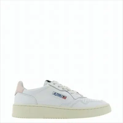 Autry Minimalist White Leather Sneakers With Pastel Heel Detail In White