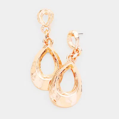 Fashnzfab Double Cutout Teardrop Dangle Earrings - Rose Gold In Gold