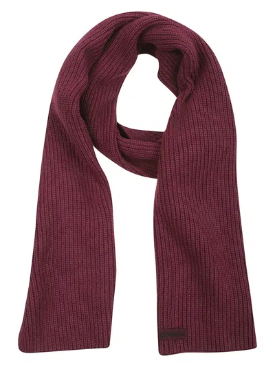 Pinko Textured Ribbed Knit Scarf In Rich Burgundy In Pink