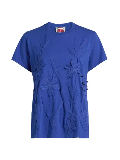 Johnny Was Crew Neck Tee In Antoinette Bluing In Blue