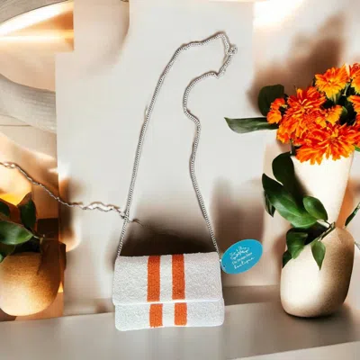 La Chic Designs Burnt Orange Beaded Purse In White