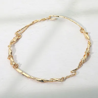 Fashnzfab Organic Metal Twisted Chain Necklace In Gold