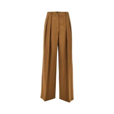 The Row Tailored Trousers With Pleats And Pockets In Brown