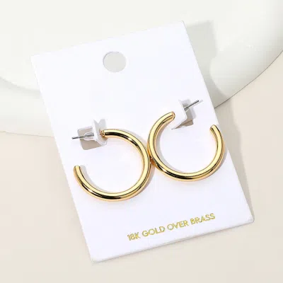 Fashnzfab 18k Gold Over Brass Hoop Earrings In Gold