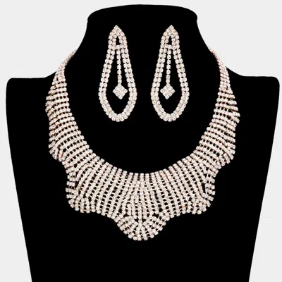 Fashnzfab Wavy Rhinestone Pave Necklace In Gold
