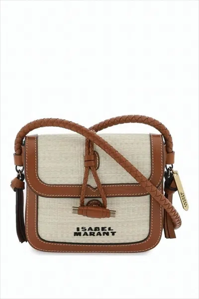 Isabel Marant Woven Beige Fabric And Leather Crossbody Bag In White