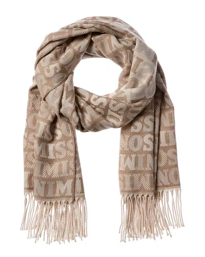 Missoni Logo Wool-blend Scarf In Brown