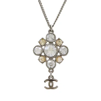 Pre-owned Chanel Coco Mark Rhinestone Necklace In Green