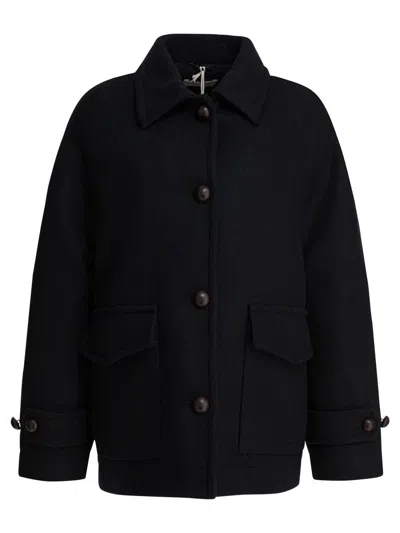 Circolo 1901 Black Wool Double-breasted Coat In Black