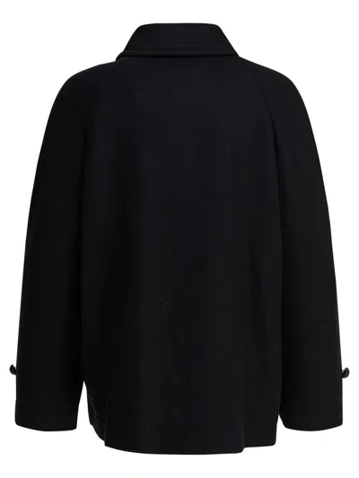 Circolo 1901 Black Wool Double-breasted Coat In Black