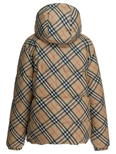 Burberry Reversible Check Hooded Puffer Jacket In Brown