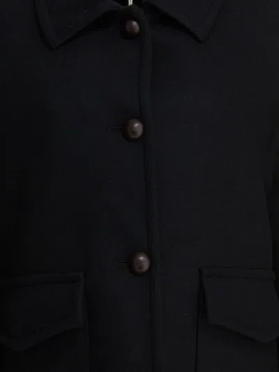 Circolo 1901 Black Wool Double-breasted Coat In Black