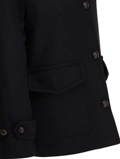 Circolo 1901 Black Wool Double-breasted Coat In Black
