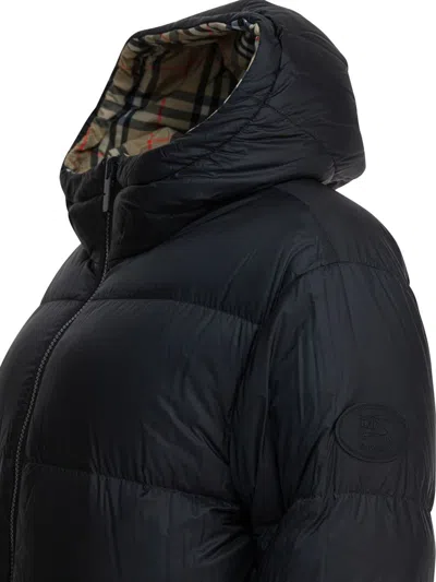 Burberry Reversible Check Hooded Puffer Jacket In Brown