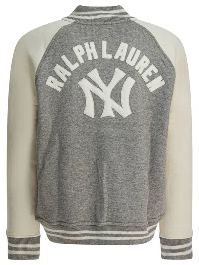 Polo Ralph Lauren Stylish Knit Jacket Contrast Sleeves In Gray