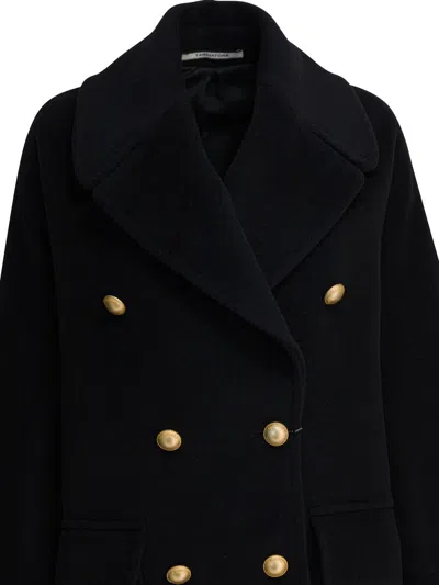 Tagliatore Black Virgin Wool Coat In Black
