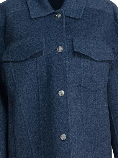 Sportmax Wool Overshirt Jacket Jackets And Coats Blue In Blue