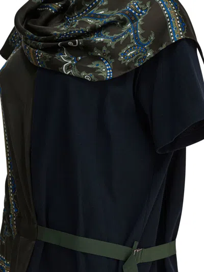 Sacai Paisley-print Panel Top In Blue
