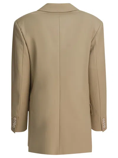 Max Mara Stretch-cotton Double-breasted Blazer In Neutral