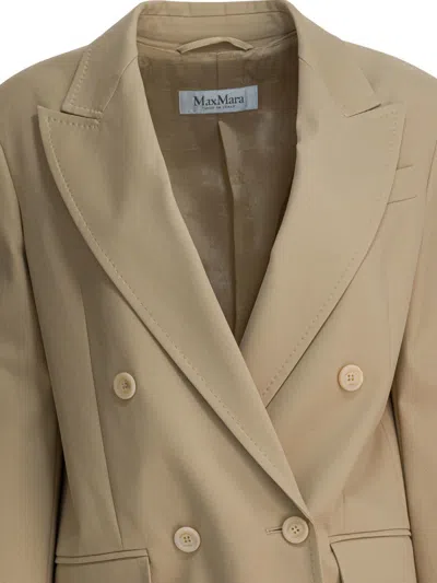 Max Mara Stretch-cotton Double-breasted Blazer In Neutral