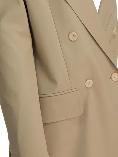 Max Mara Stretch-cotton Double-breasted Blazer In Neutral