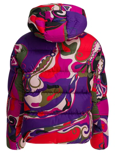 Pucci Abstract-print Puffer Jacket Clothing In Purple