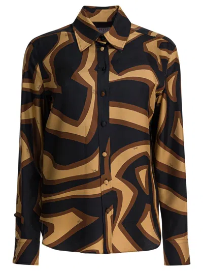 Pucci Multicolor Silk Pattern Shirt In Black