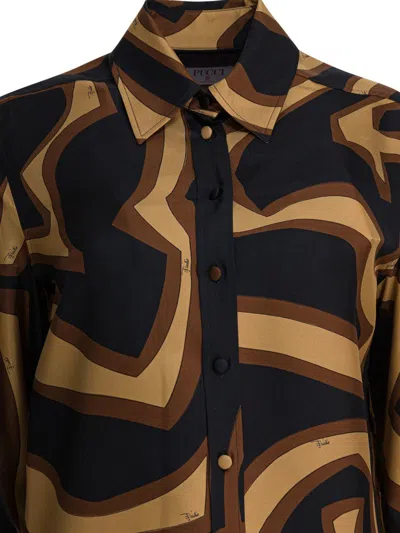 Pucci Multicolor Silk Pattern Shirt In Black